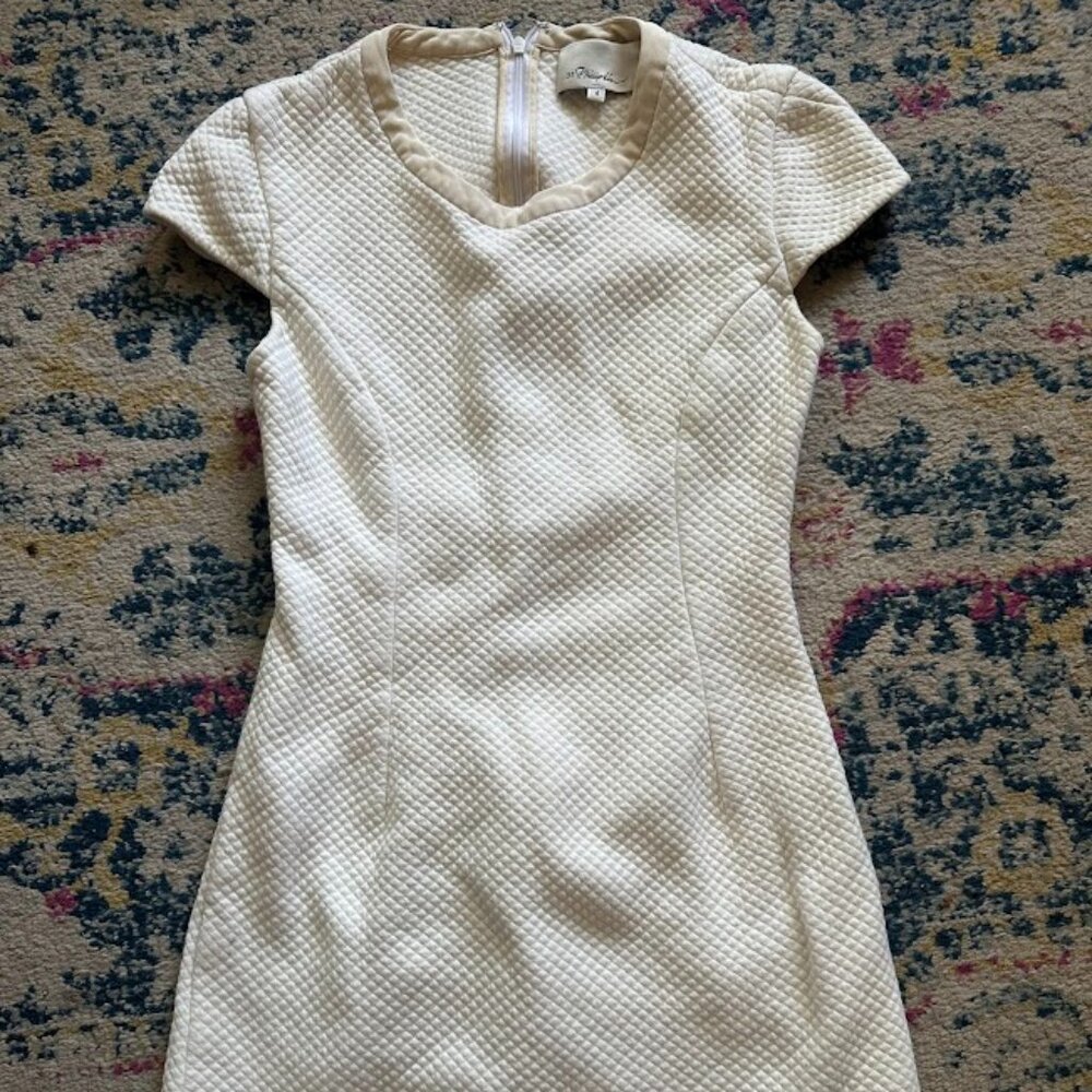 3.1 Phillip Lim 100% Cotton Ivory Textured Quilted Cap Sleeve Mini Dress - Sz 4